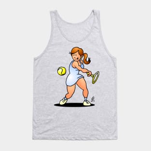 Tennis girl hitting a backhand Tank Top